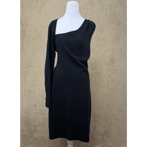 Abercrombie & Fitch Dress Womens XL Black Asymmetrical One Sleeve‎ Knit Mini